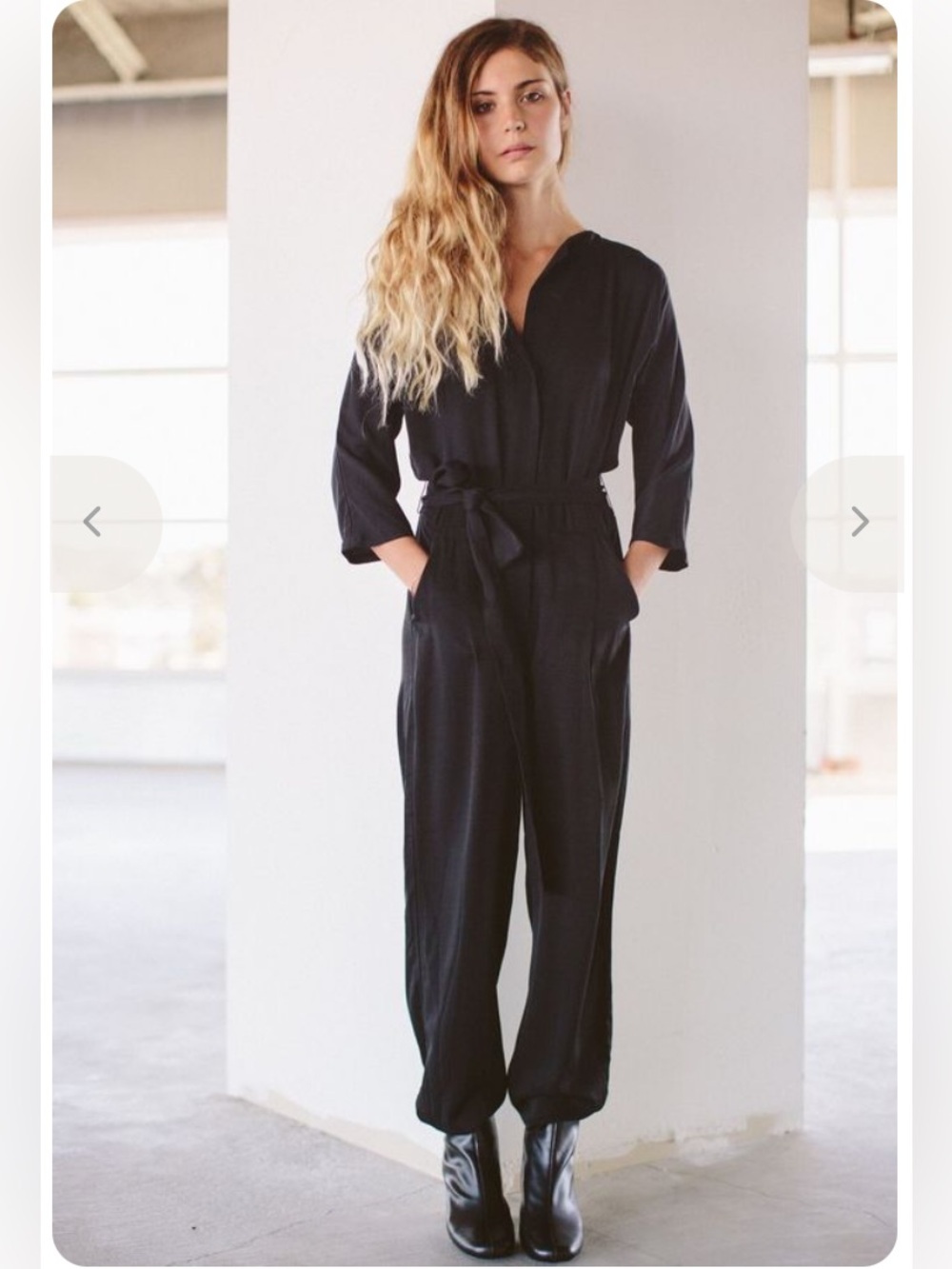 Loup Lila Jumpsuit Black Long-Sleeve Tie-Waist Jumpsuit